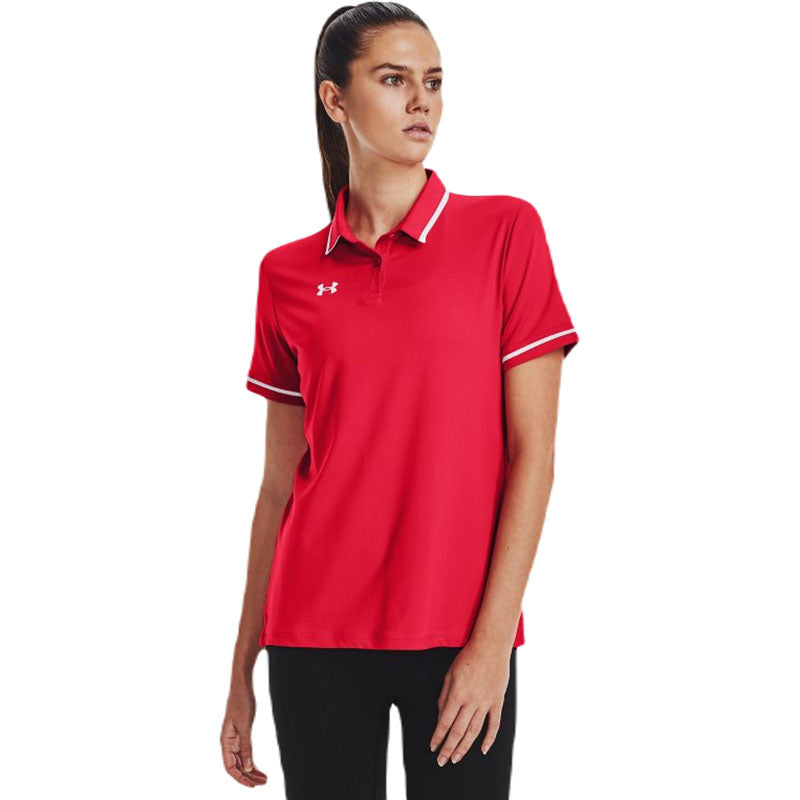 Under Armour Women's Red/White Team Tipped Polo