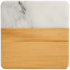 Leed's Natural/White Marble and Bamboo Coaster Set