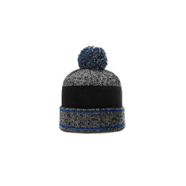 Richardson Grey/Royal/Black Heathered Pom Beanie with Cuff