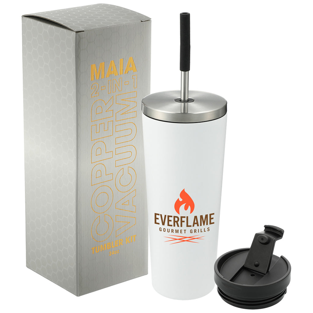 Leeds White Maia 2-in-1 Copper Vacuum Tumbler Kit 24oz