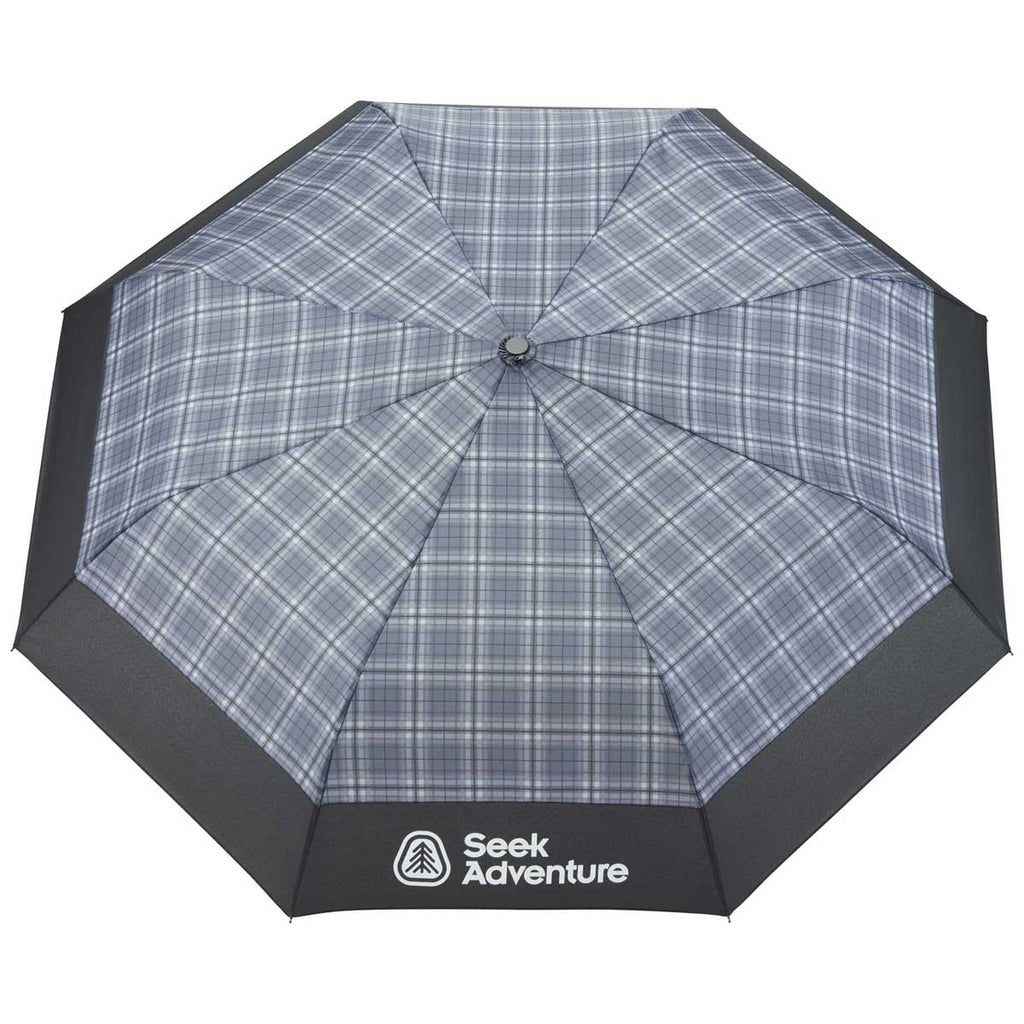 Stromberg Black 42" Recycled PET Auto Open Plaid Folding Umbrella