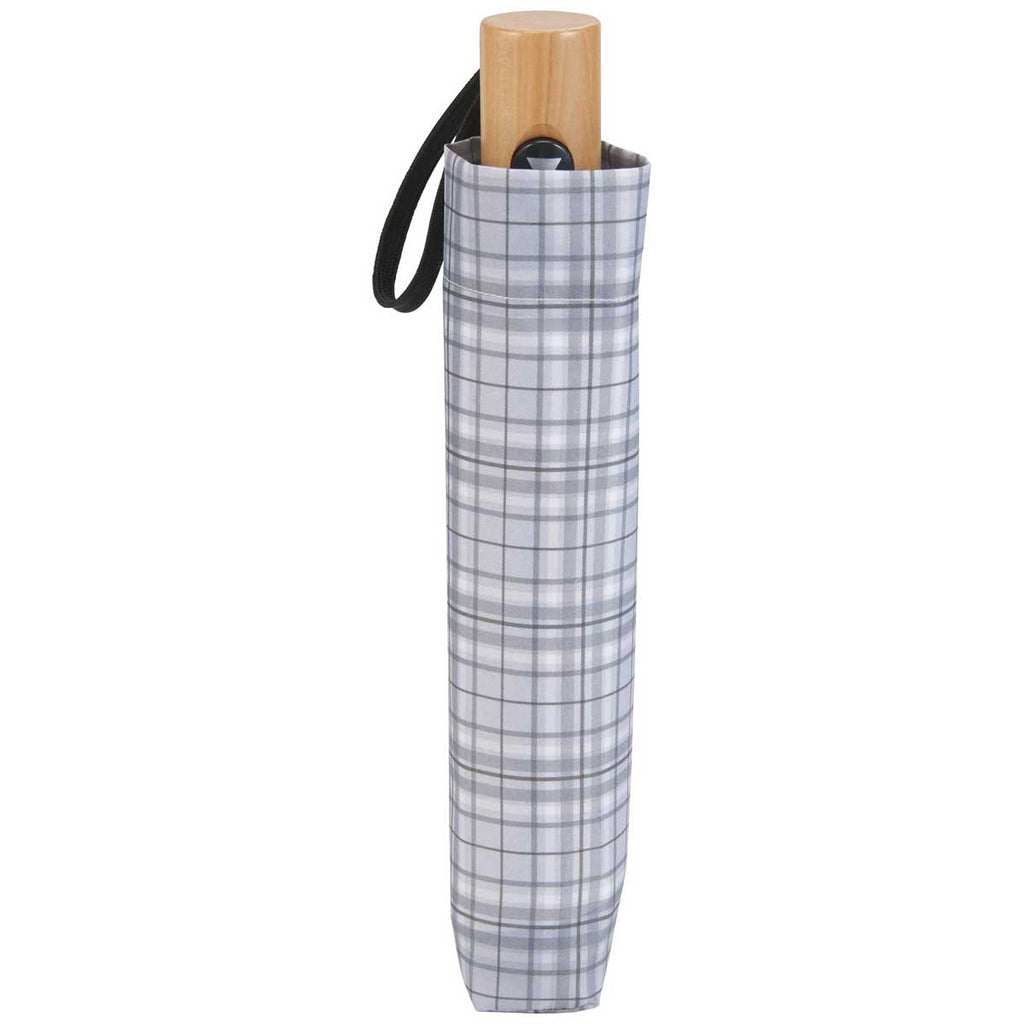 Stromberg Grey 42" Recycled PET Auto Open Plaid Folding Umbrella