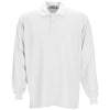 Vantage Men's White Long Sleeve Soft-Blend Double-Tuck Pique Polo