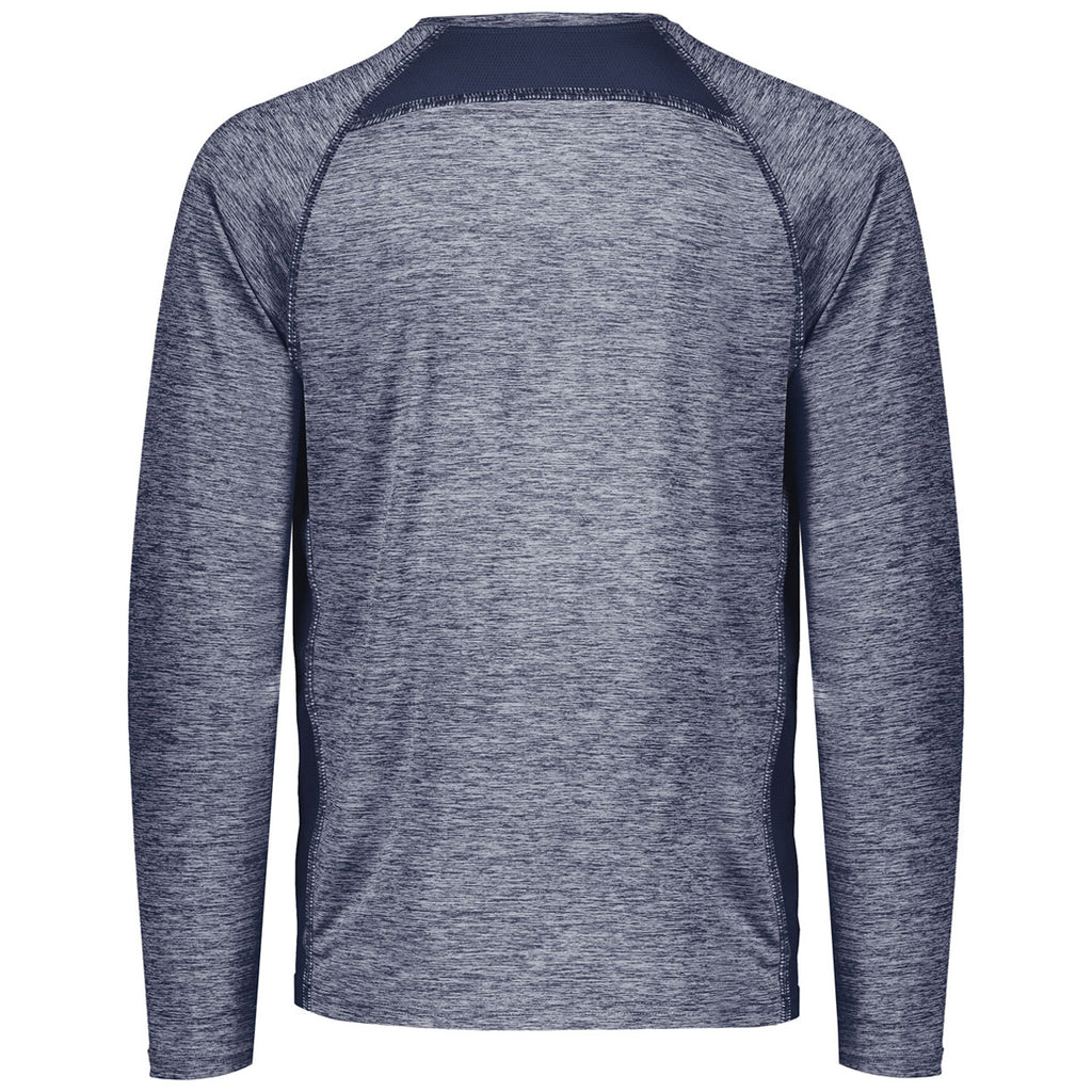 Holloway Men's Navy Heather Electrify Coolcore Long Sleeve Tee