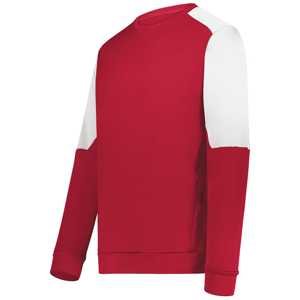 Holloway Men's Scarlet/White Momentum Team Fleece Crew