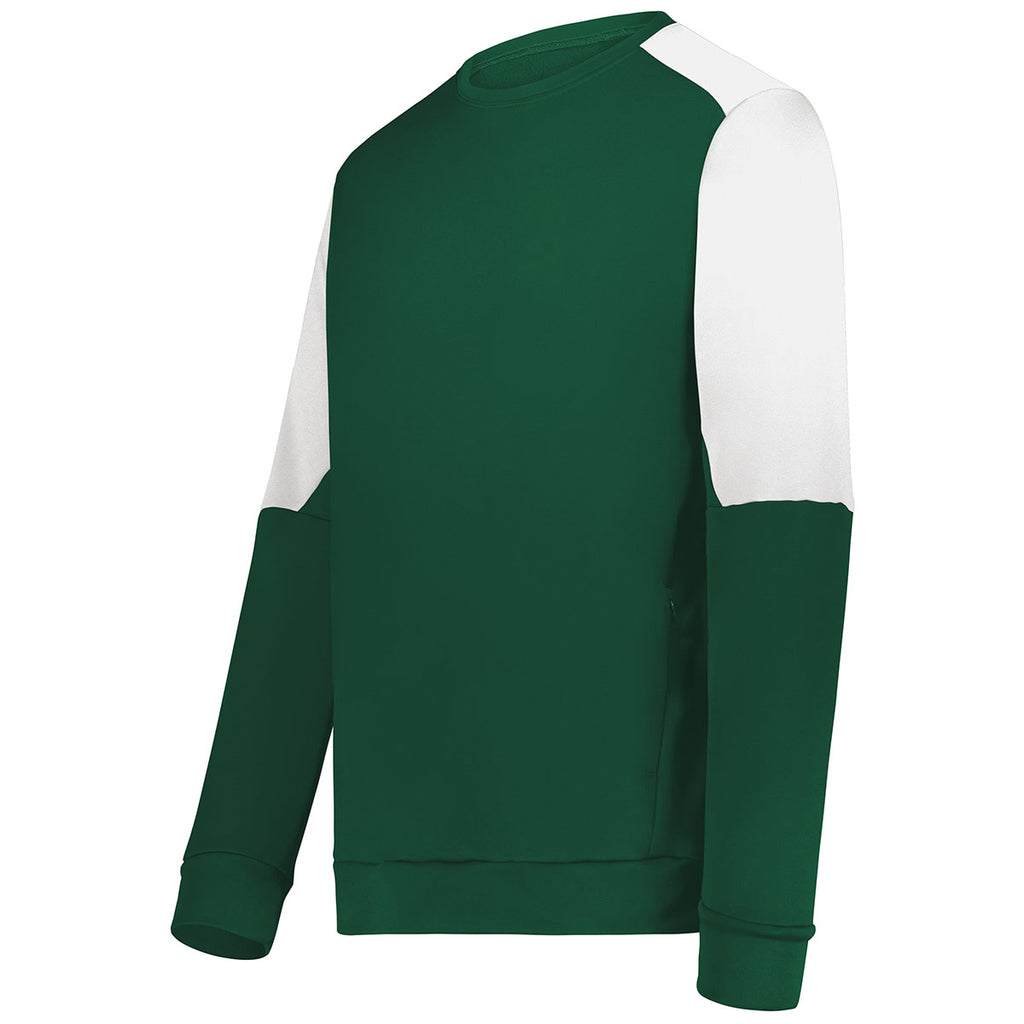 Holloway Men's Dark Green/White Momentum Team Fleece Crew