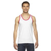 American Apparel Unisex White/Red Fine Jersey Tank