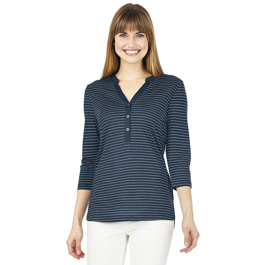 Charles River Women's Navy/white Stripe Windsor Henley