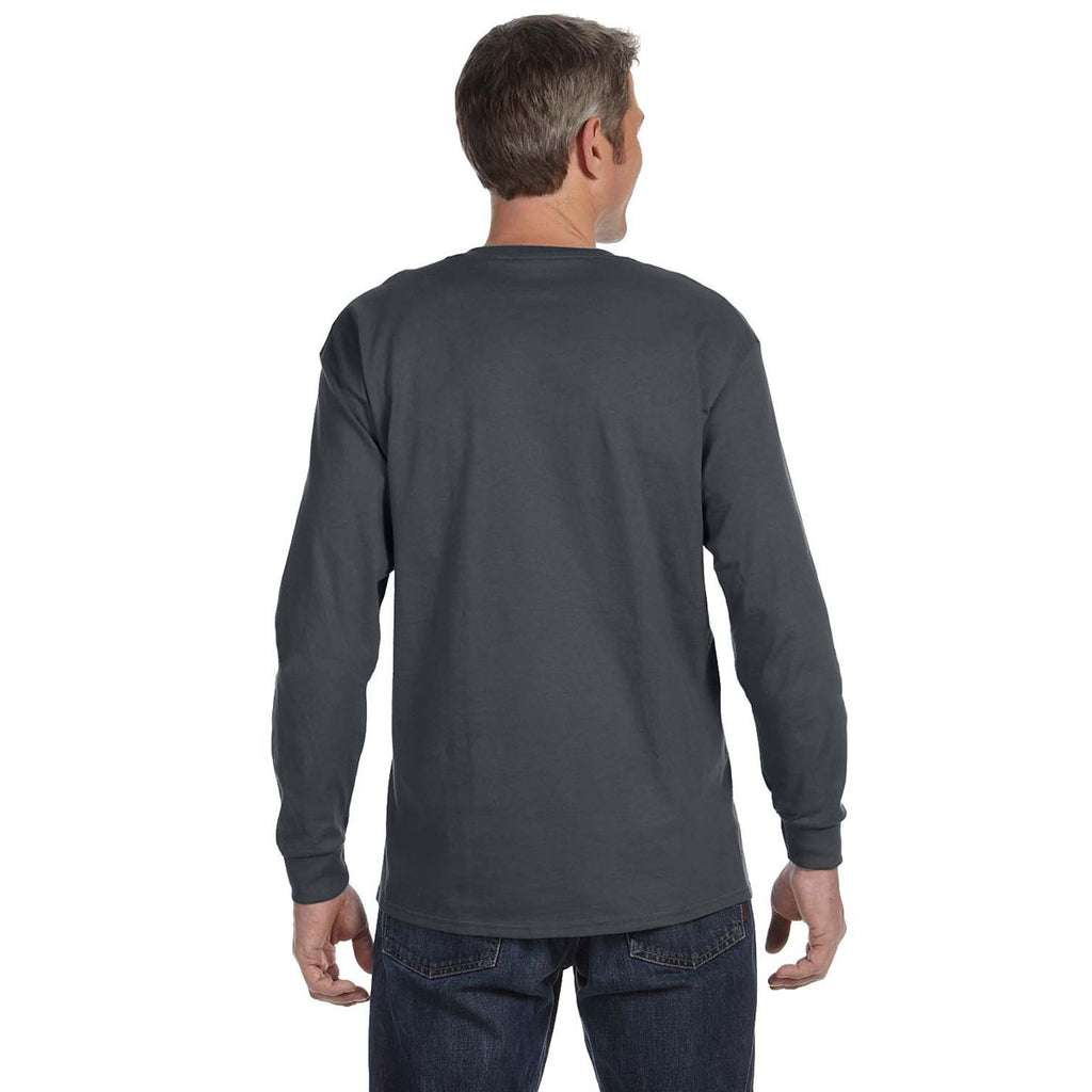 Jerzees Men's Charcoal Grey 5.6 Oz Dri-Power Active Long-Sleeve T-Shirt