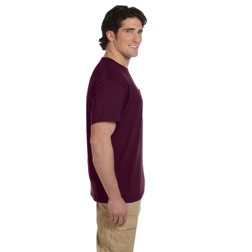 Jerzees Men's Maroon 5.6 Oz Dri-Power Active Pocket T-Shirt