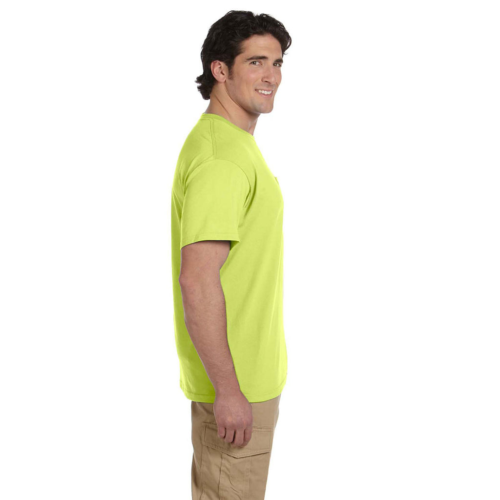 Jerzees Men's Safety Green 5.6 Oz Dri-Power Active Pocket T-Shirt