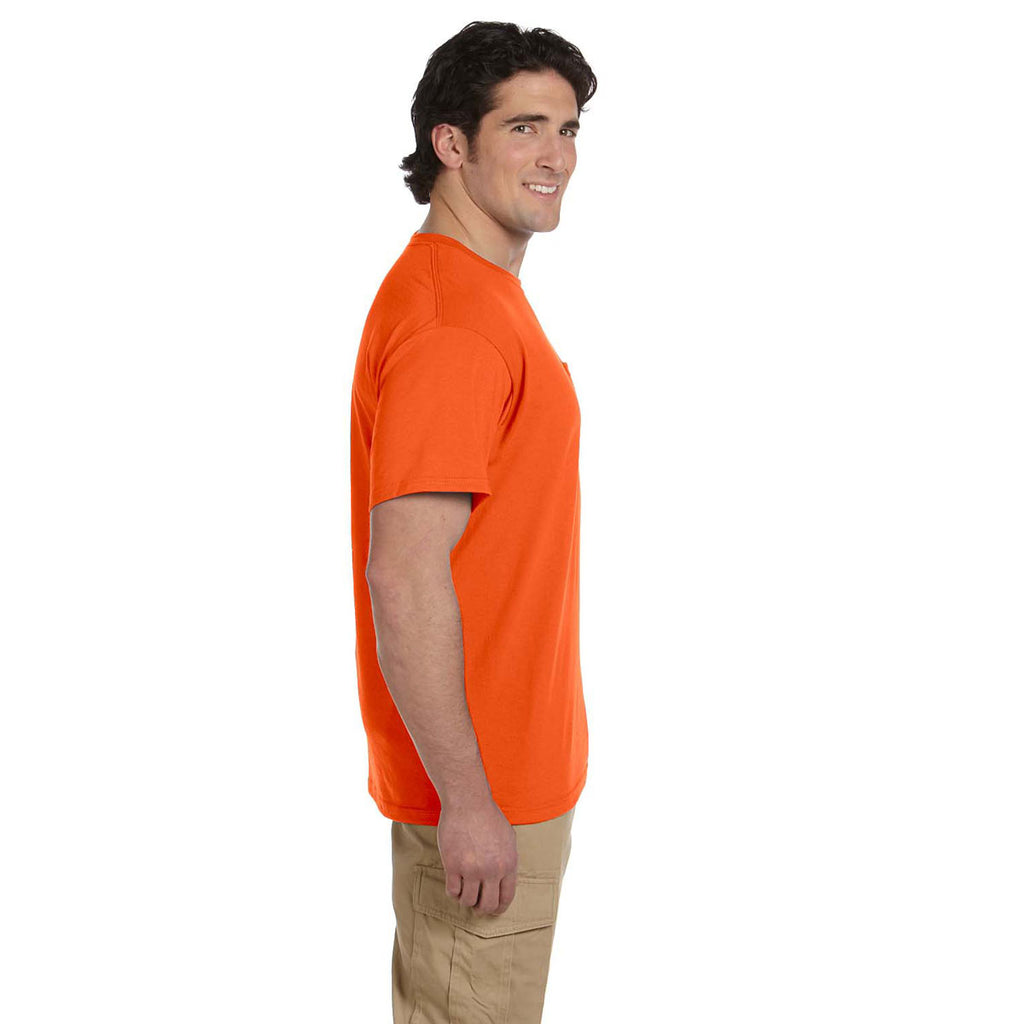 Jerzees Men's Safety Orange 5.6 Oz Dri-Power Active Pocket T-Shirt