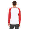 Bella + Canvas Men's White/Canvas Red Jersey Long-Sleeve Baseball T-Shirt