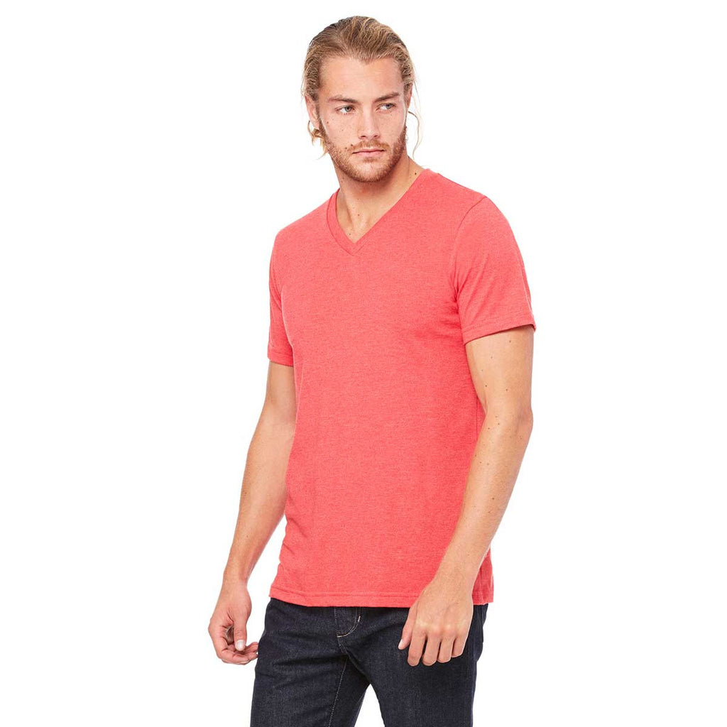 Bella + Canvas Unisex Heather Red Jersey Short-Sleeve V-Neck T-Shirt