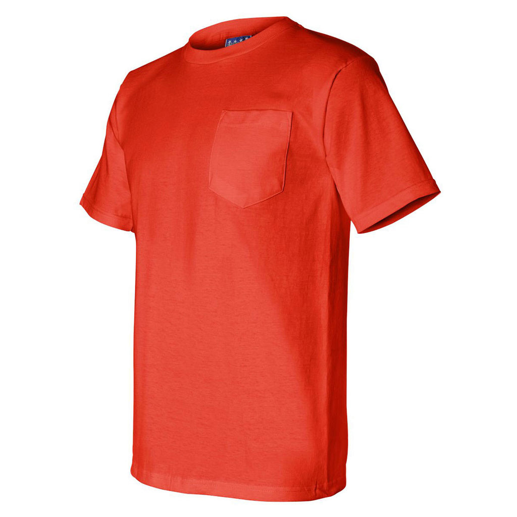 Bayside Men's Bright Orange Union-Made Short Sleeve T-Shirt with Pocket