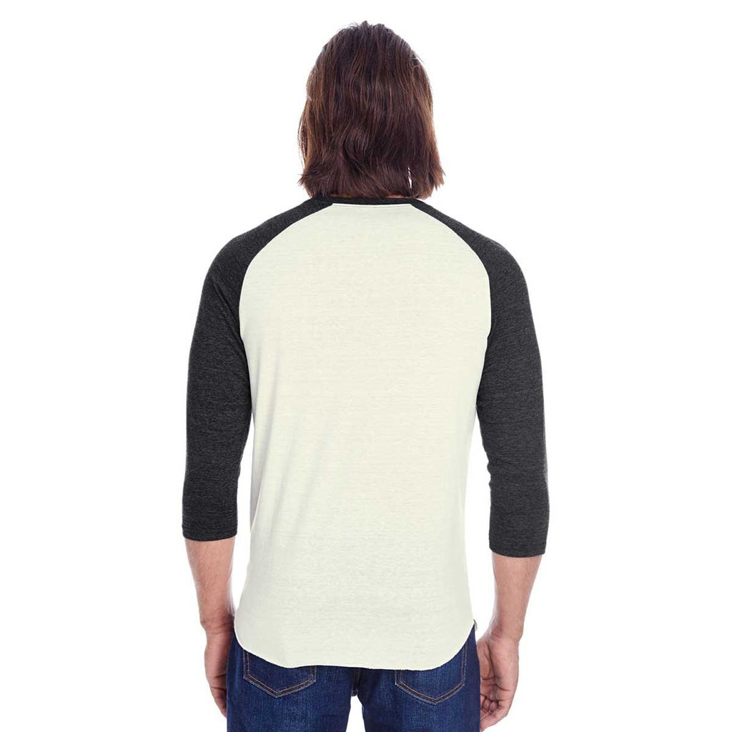 Threadfast Unisex Cream/Black Triblend 3/4-Sleeve Raglan