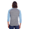 Threadfast Unisex Grey/Royal Triblend 3/4-Sleeve Raglan