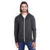 Threadfast Unisex Black Triblend Full-Zip Light Hoodie