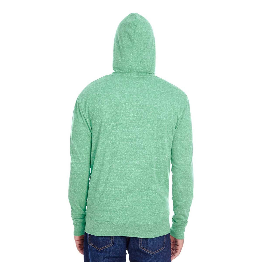 Threadfast Unisex Green Triblend Full-Zip Light Hoodie