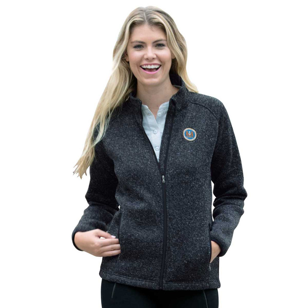 Vantage Women's Navy Heather Summit Sweater-Fleece Jacket