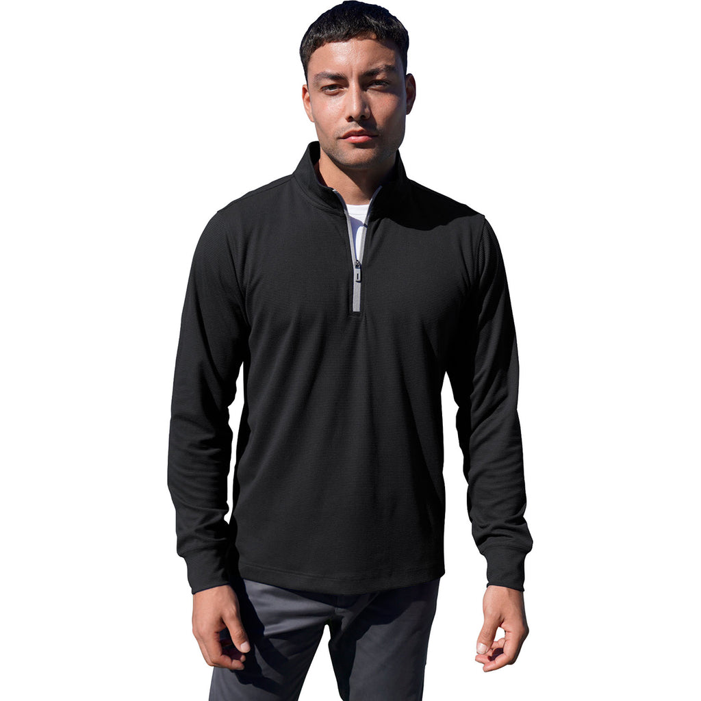 Vantage Men's Black Grid Quarter Zip Pullover