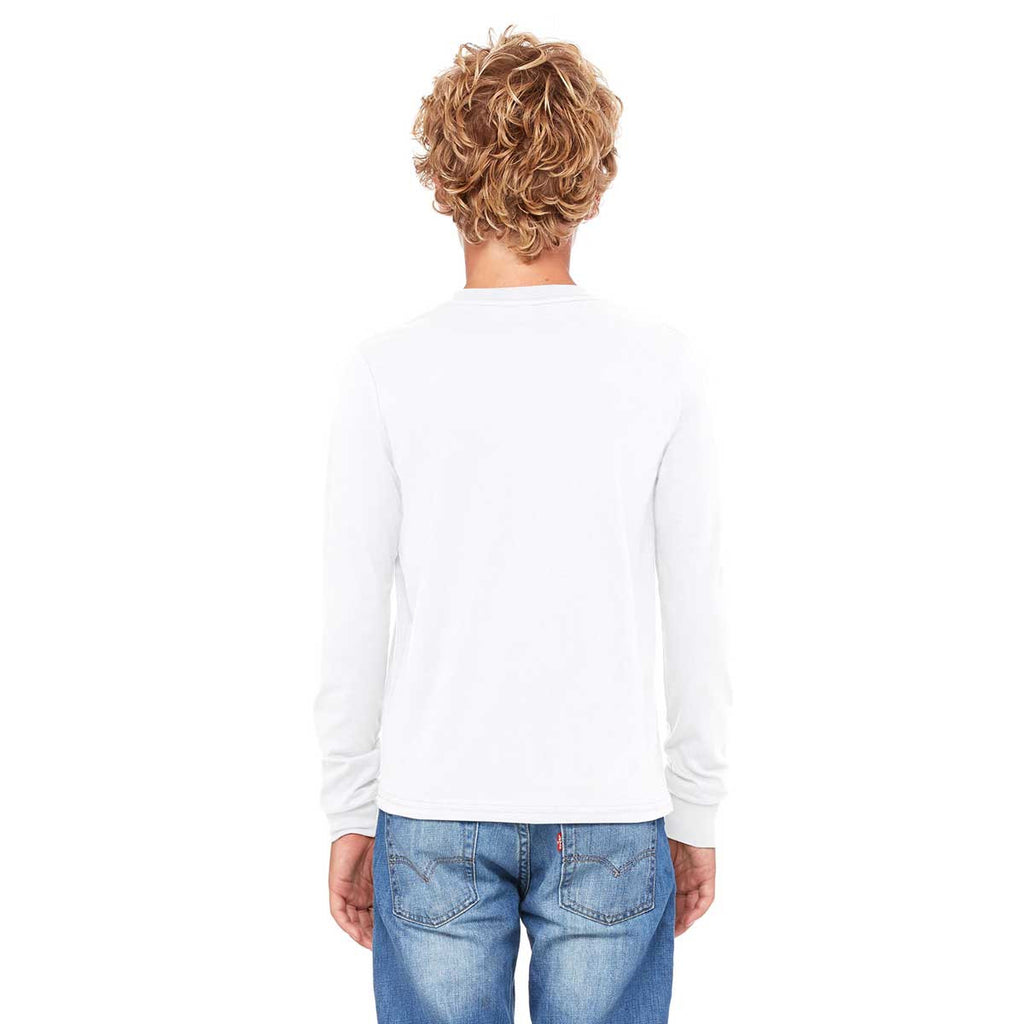 Bella + Canvas Youth White Jersey Long-Sleeve T-Shirt