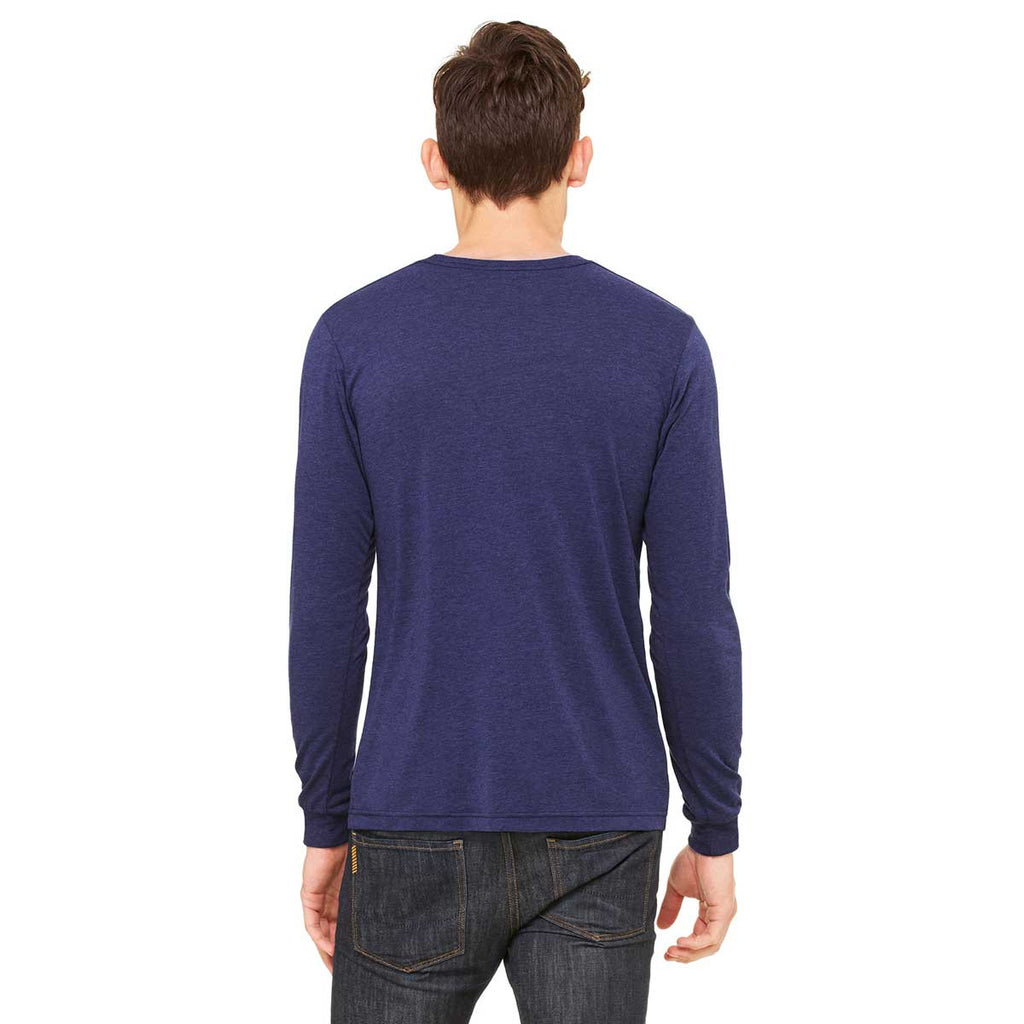 Bella + Canvas Men's Navy Triblend Jersey Long-Sleeve T-Shirt