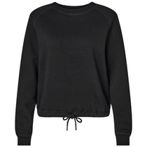 LAT Women's Black Relaxed 3-End Boxy Fleece Crewneck Sweatshirt