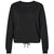 LAT Women's Black Relaxed 3-End Boxy Fleece Crewneck Sweatshirt