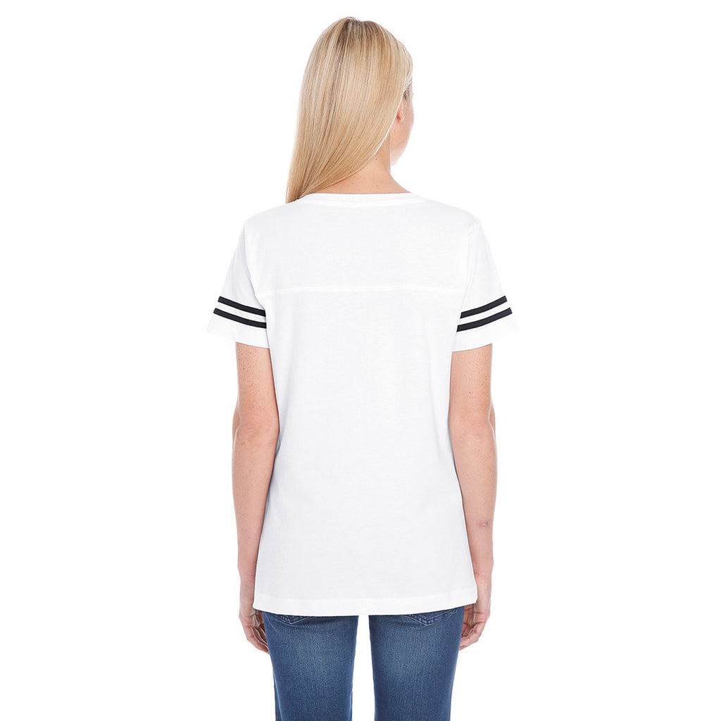 LAT Women's White/Black Football Fine Jersey T-Shirt