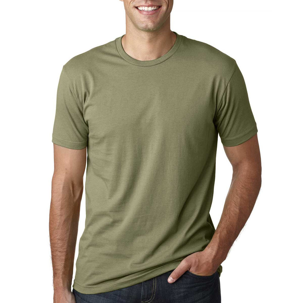 Next Level Men's Light Olive Premium Fitted Short-Sleeve Crew