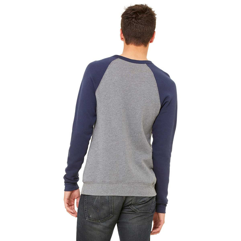 Bella + Canvas Unisex Deep Heather/Navy Sponge Fleece Crew Neck Sweatshirt