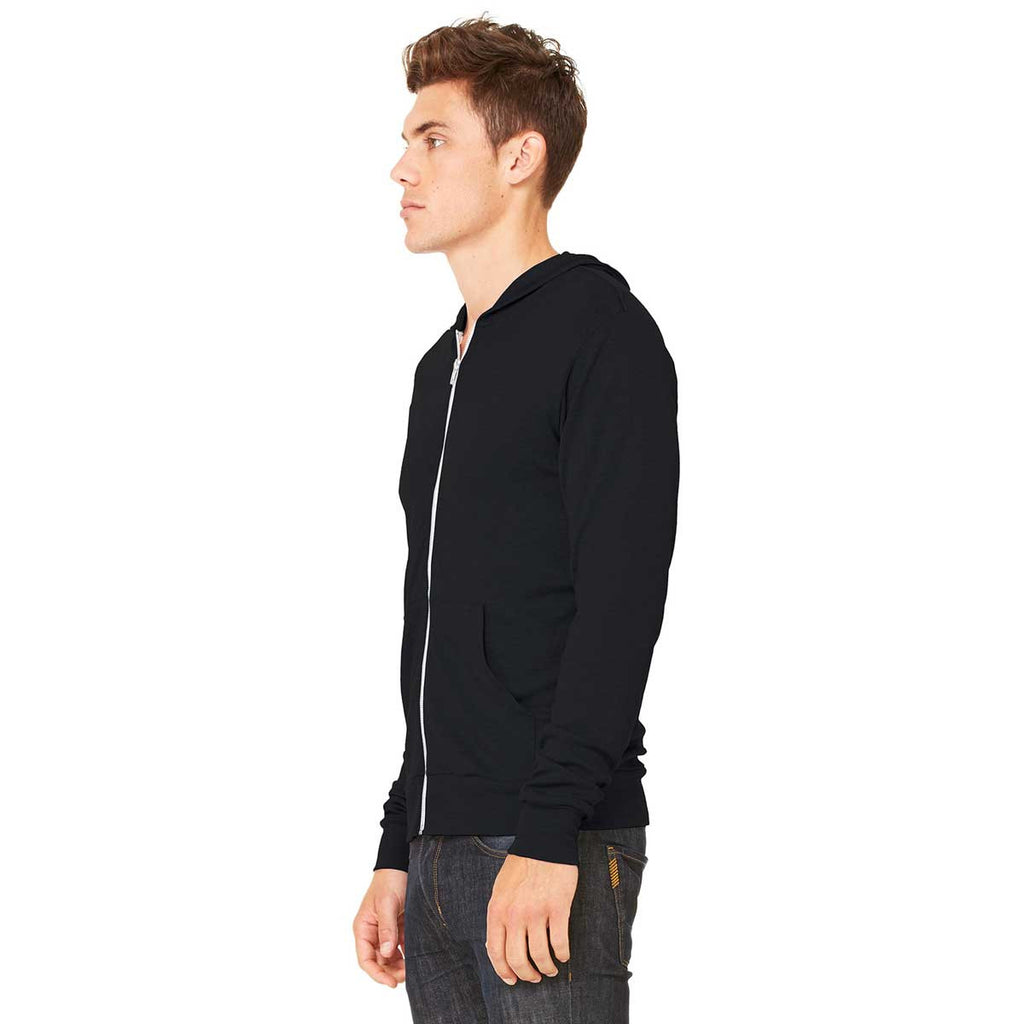 Bella + Canvas Unisex Black Triblend Full-Zip Lightweight Hoodie