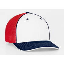 Pacific Headwear White/Red/Navy Universal Fitted Trucker Mesh Cap
