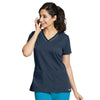 Barco Grey's Anatomy Women's Steel/Blue Tonic/Black Active Contrast Edge V-Neck Top