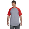 Augusta Sportswear Men's Athletic Heather/Red Short-Sleeve Baseball Jersey