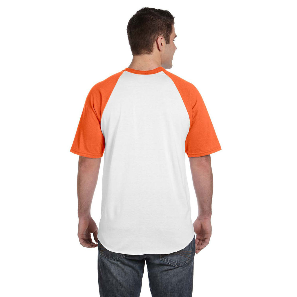 Augusta Sportswear Men's White/Orange Short-Sleeve Baseball Jersey