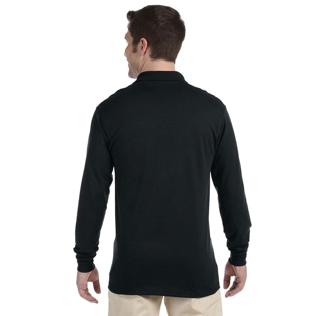 Jerzees Men's Black 5.6 Oz. Spotshield Long-Sleeve Jersey Polo