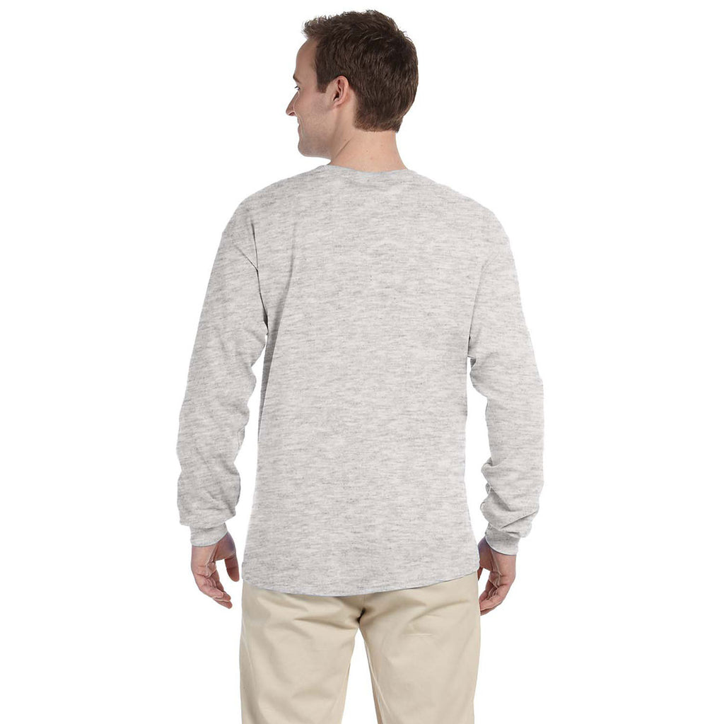 Fruit of the Loom Men's Ash 5 oz. HD Cotton Long-Sleeve T-Shirt