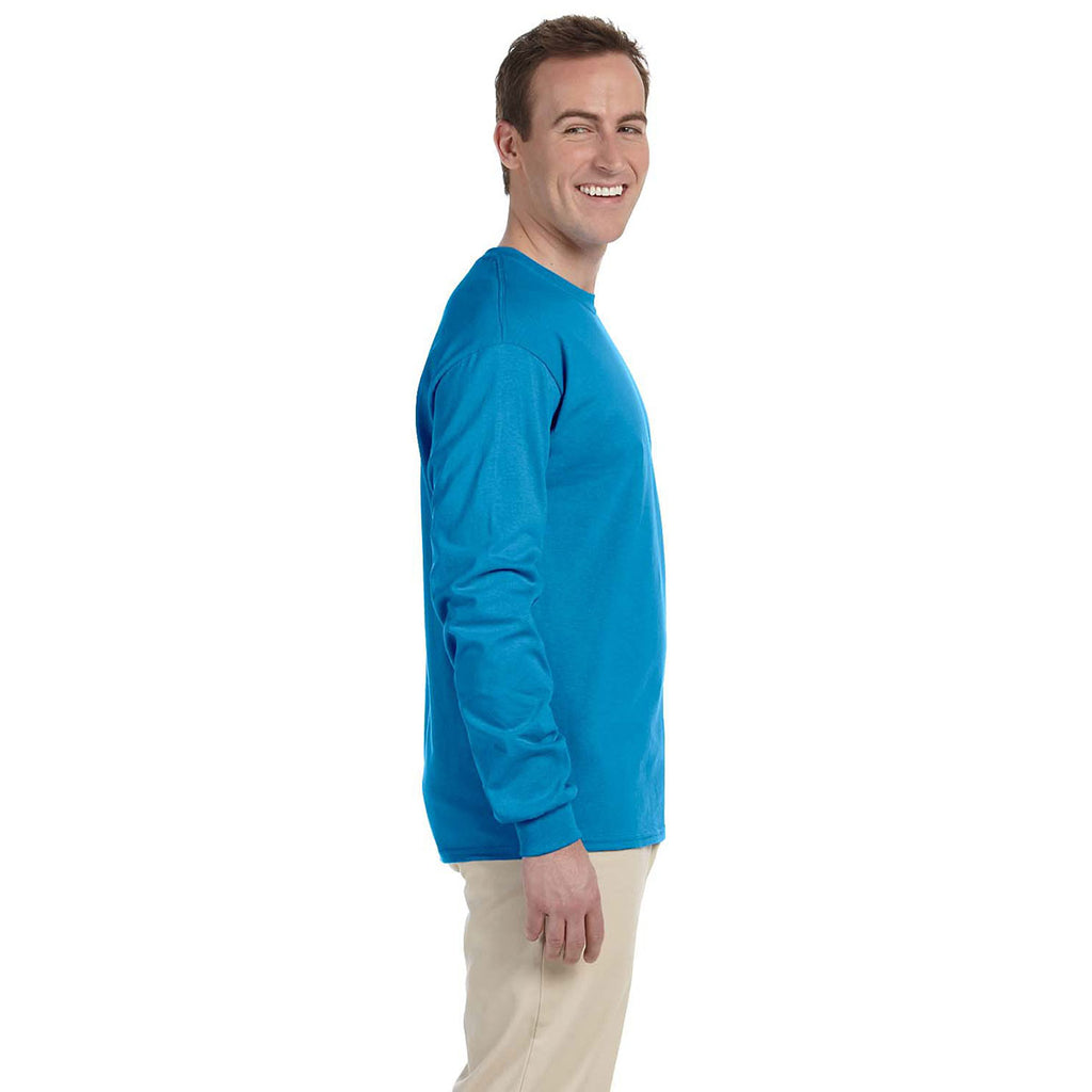 Fruit of the Loom Men's Pacific Blue 5 oz. HD Cotton Long-Sleeve T-Shirt