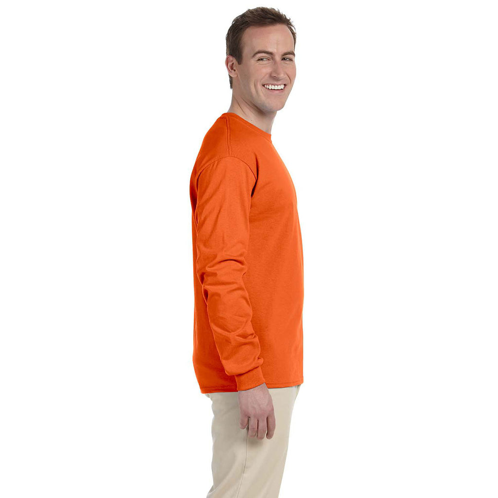 Fruit of the Loom Men's Burnt Orange 5 oz. HD Cotton Long-Sleeve T-Shirt