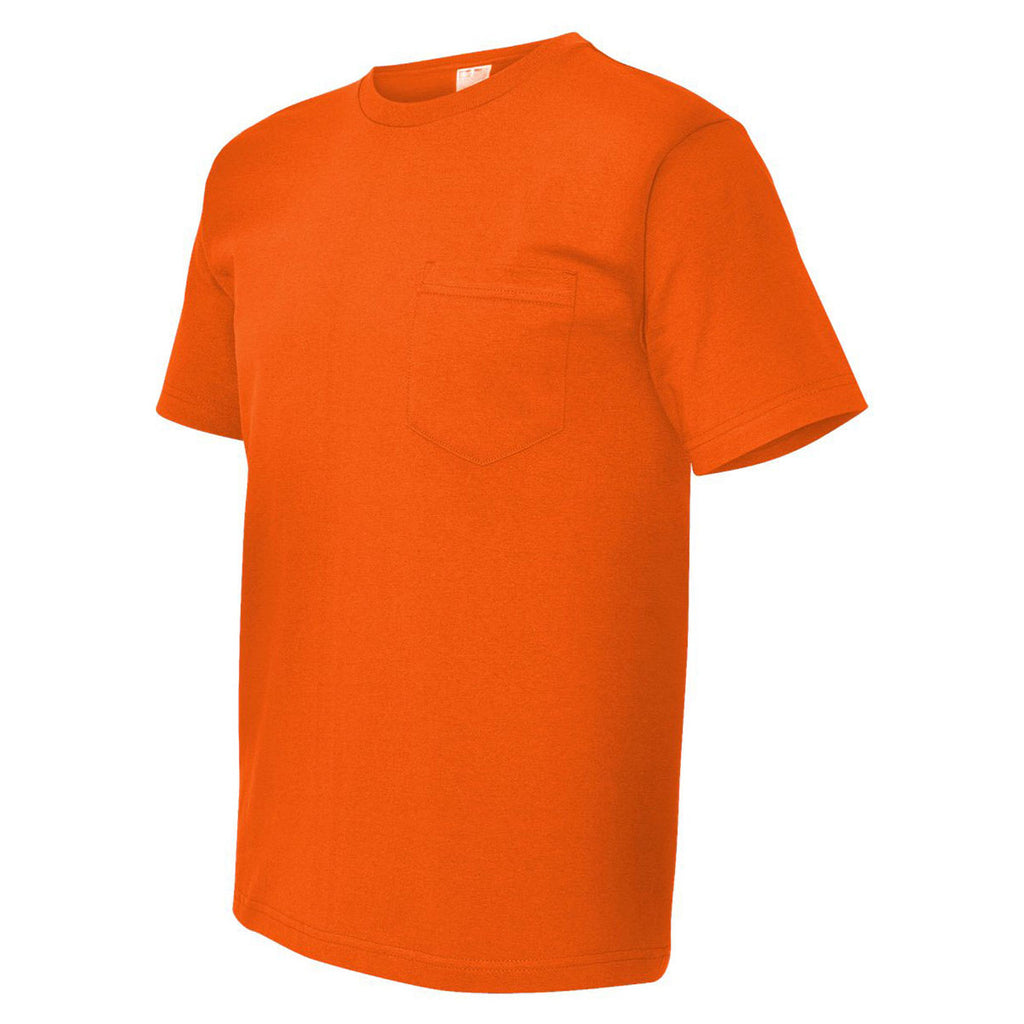 Bayside Men's Bright Orange USA-Made Short Sleeve T-Shirt with Pocket