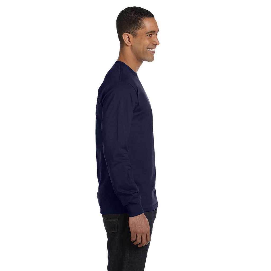 Hanes Men's Navy 6.1 oz Long-Sleeve Beefy-T