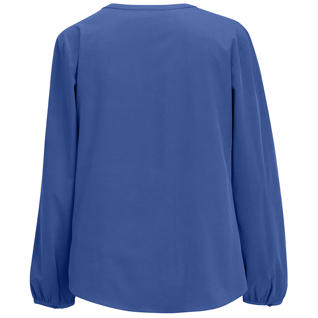 Edwards Women's French Blue Open V-Neck Blouse