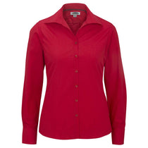 Edwards Women's Red Lightweight Open Neck Poplin Blouse