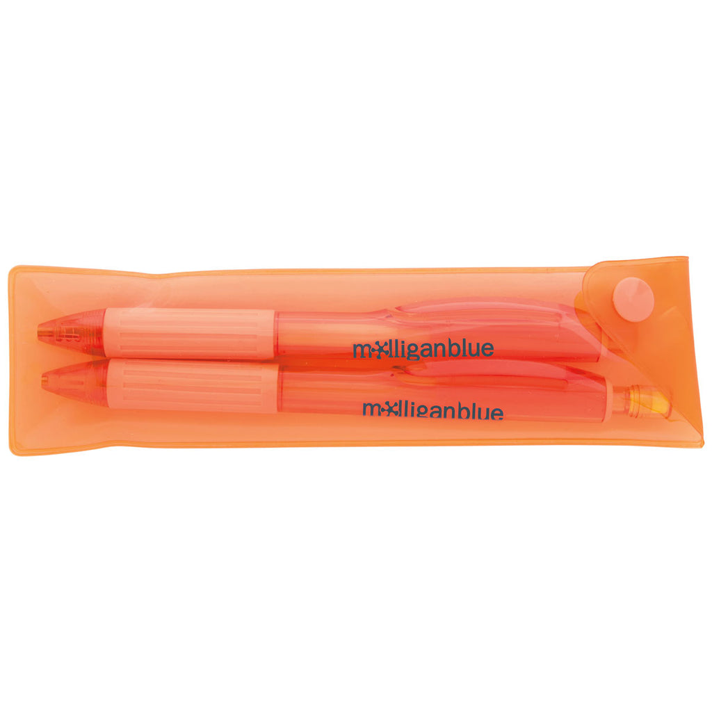 Good Value Orange Cliff Gel Pen and Mechanical Pencil Set