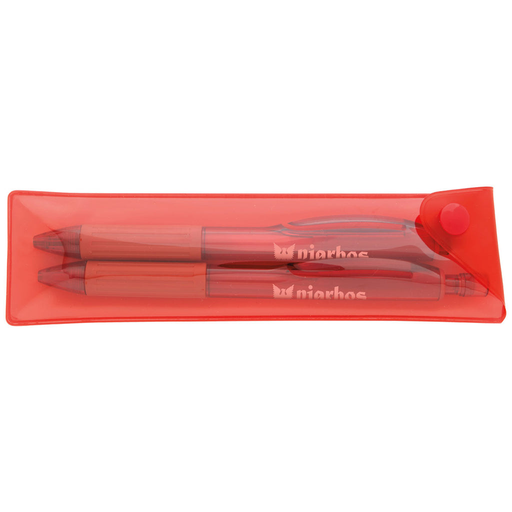 Good Value Red Cliff Gel Pen and Mechanical Pencil Set