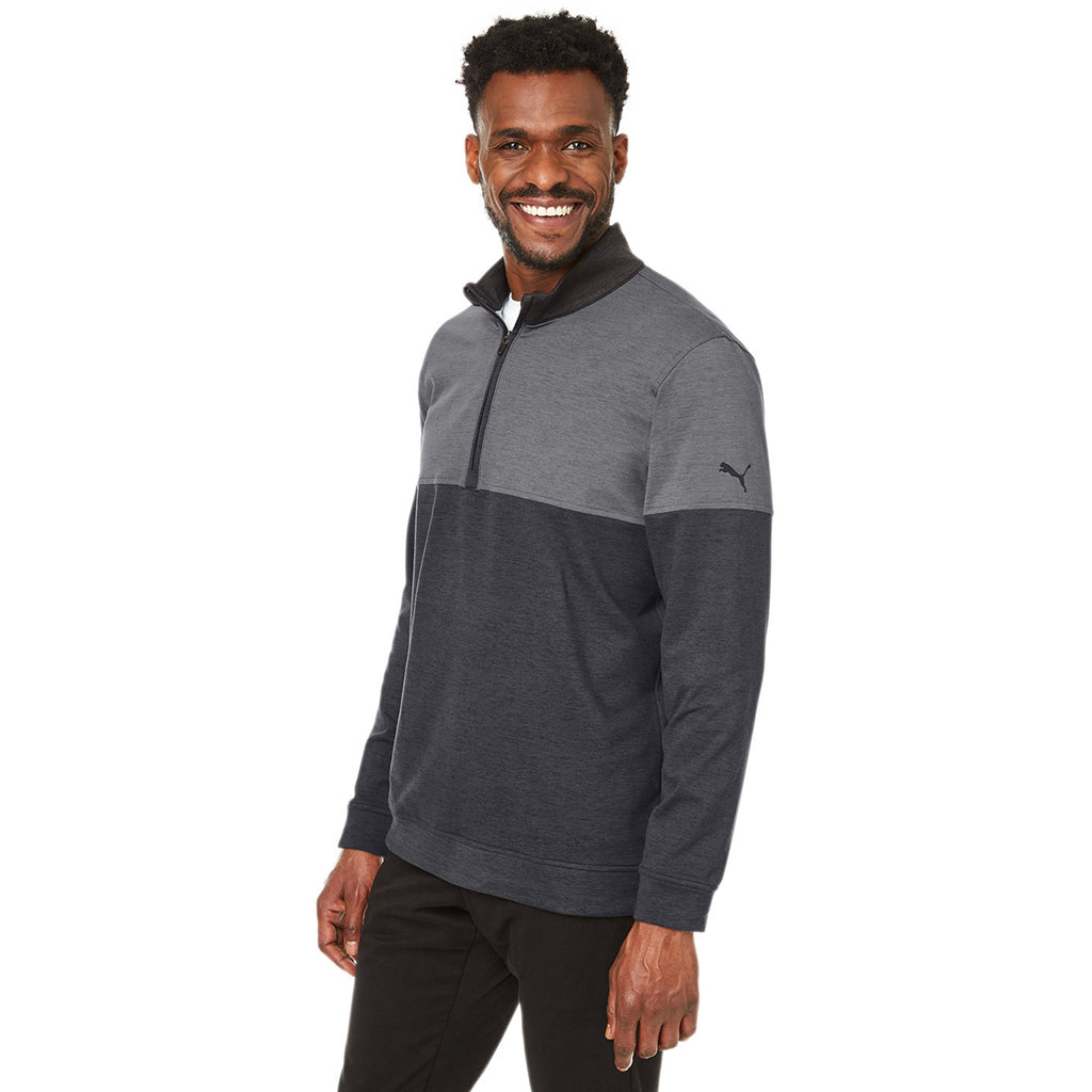 Puma Golf Men's Puma Black/Quiet Shade Cloudspun Warm Up Quarter-Zip