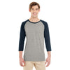 Jerzees Men's Oxford/Indigo Heather 4.5 Oz Tri-Blend Baseball Raglan