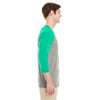 Jerzees Men's Oxford/Mint Heather 4.5 Oz Tri-Blend Baseball Raglan